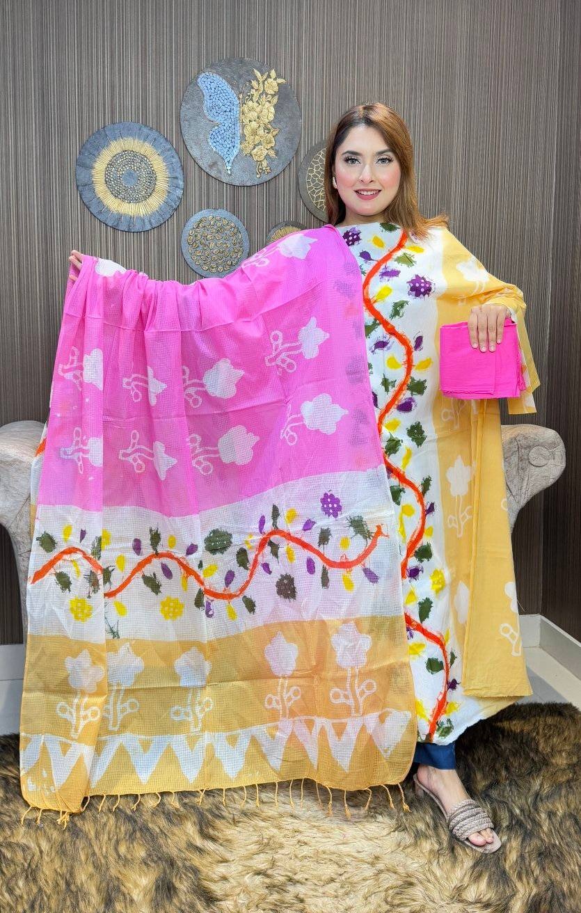 🌺রানী তুলি বাটিক থ্রি পিস।